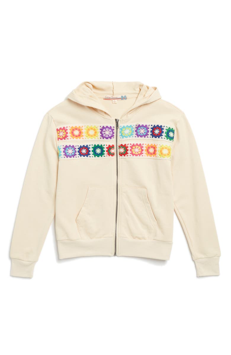 Vintage Havana Kids' Crochet Trim Hoodie, Main, color, 