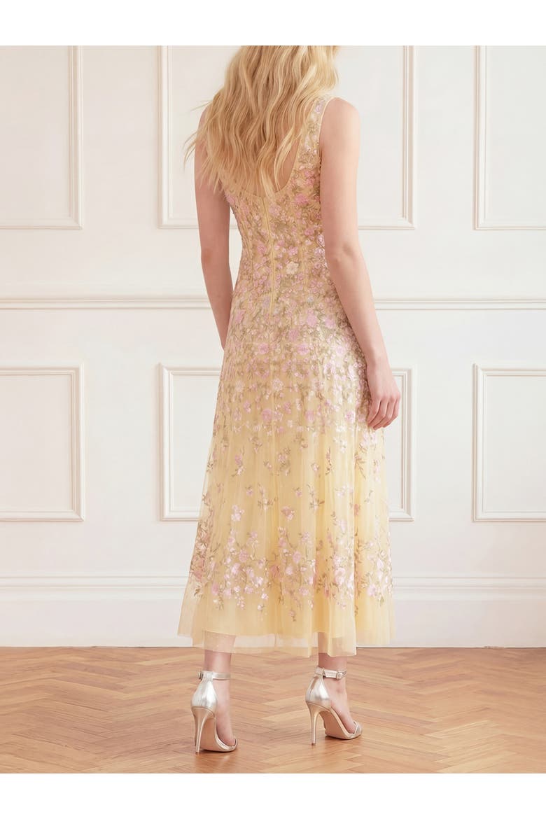 Sylvia Rose Scoop Neck Ankle Gown, Alternate, color, Lemon Sorbet/Pastel