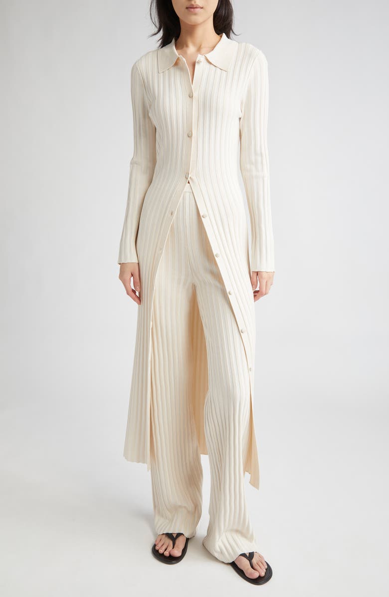 ZANKOV Alix Collared Rib Maxi Cardigan, Main, color, 