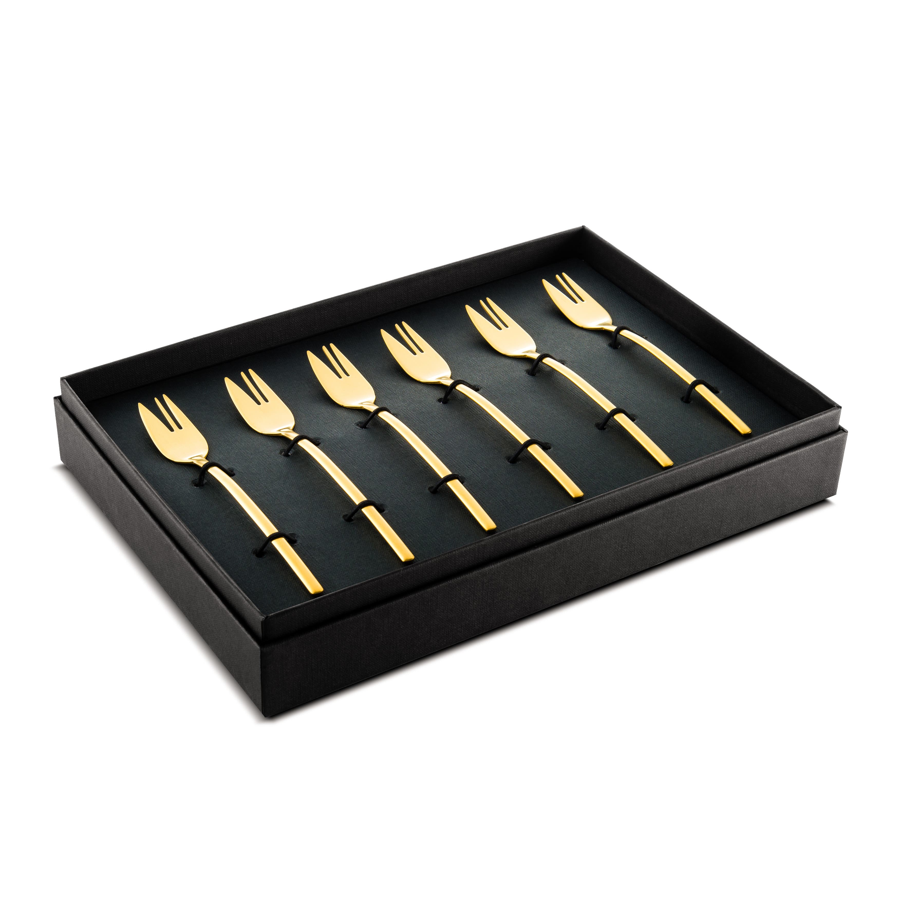 Mepra Due Cake Forks Gift Box Set - 6 Pieces - Ice Gold