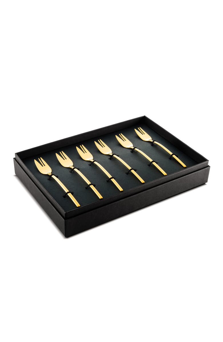 Mepra Due Cake Forks Gift Box Set - 6 Pieces, Main, color, Ice Gold