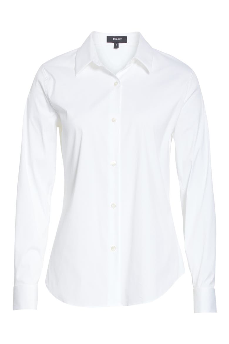 Tenia Cotton Blend Blouse, Alternate, color, WHITE