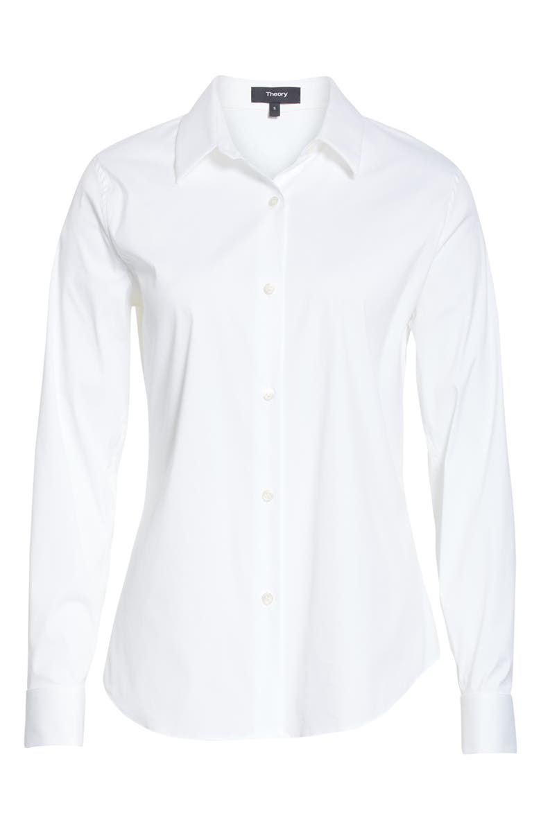Theory Tenia Cotton Blend Blouse, Alternate, color, White