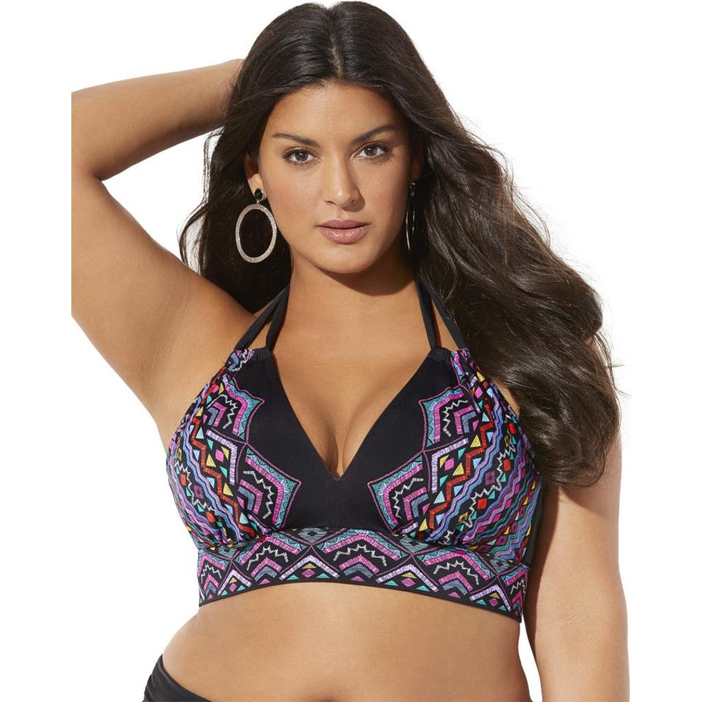 Swimsuits For All Loop Strap Halter Bikini Top In Black