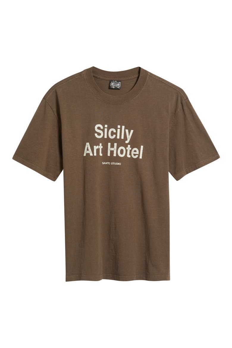 Sicily Art Hotel Graphic T-Shirt, Alternate, color, HOLY BROWN