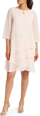 Marina 3/4 Sleeve Tiered Ruffle Shift Dress