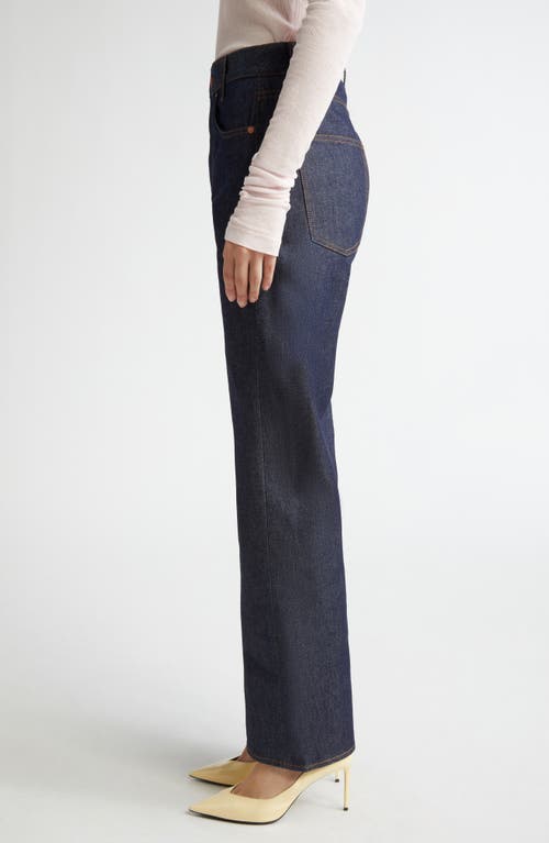 Shop Bite Studios Curved Organic Cotton Straight Leg Jeans In Dark Blue