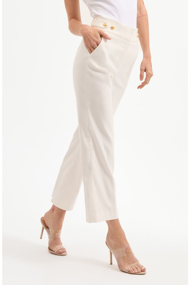 Aubrie Crop Flare Linen Blend Pants, Alternate, color, OFF WHITE