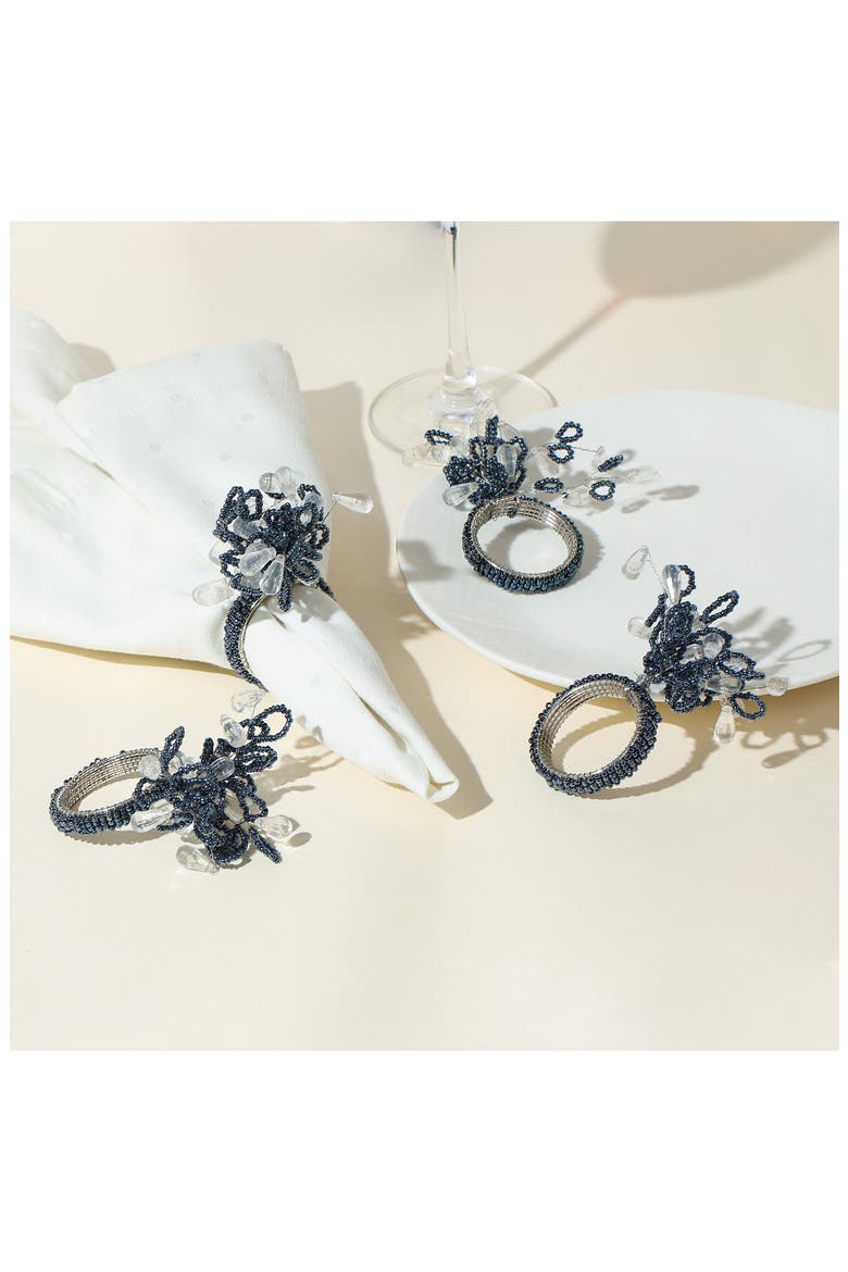 Celestial Frost Set of 4 Napkin Rings, Alternate, color, BLUE