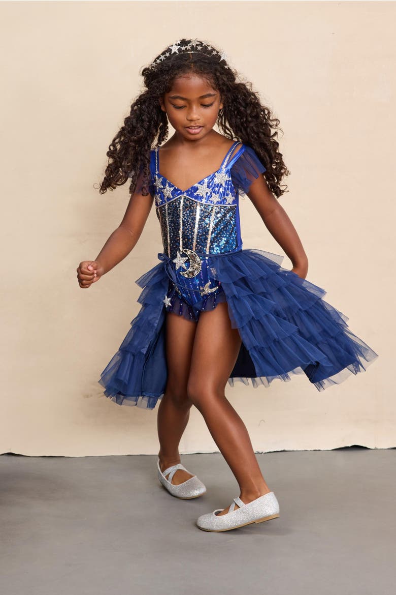 She's a Star Bustle Skirt & Cape for Girls, Alternate, color, Navy