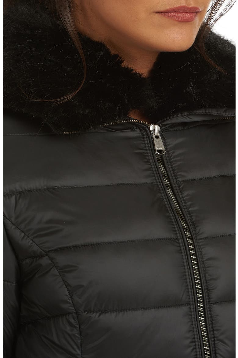 Angus Faux Fur Trim Puffer Jacket, Alternate, color, BLACK