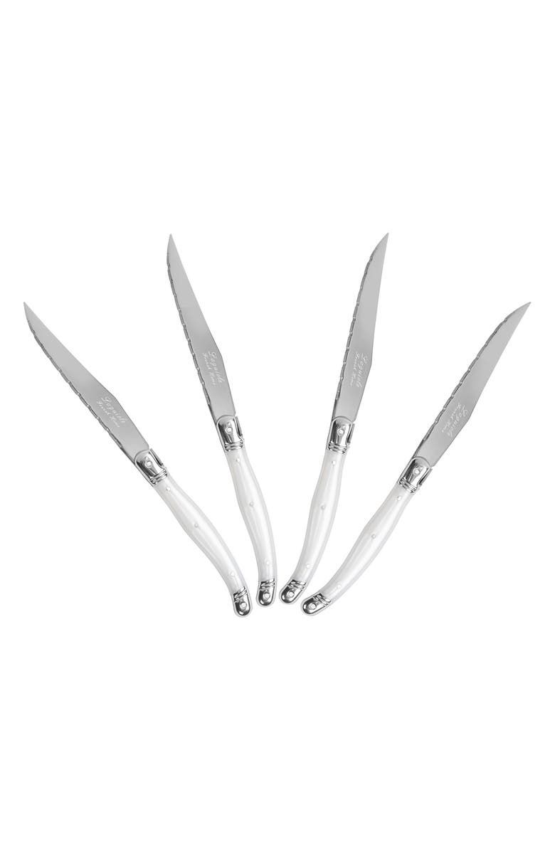 FRENCH HOME Set of 4 Steak Knives, Alternate, color, Pearlized White
