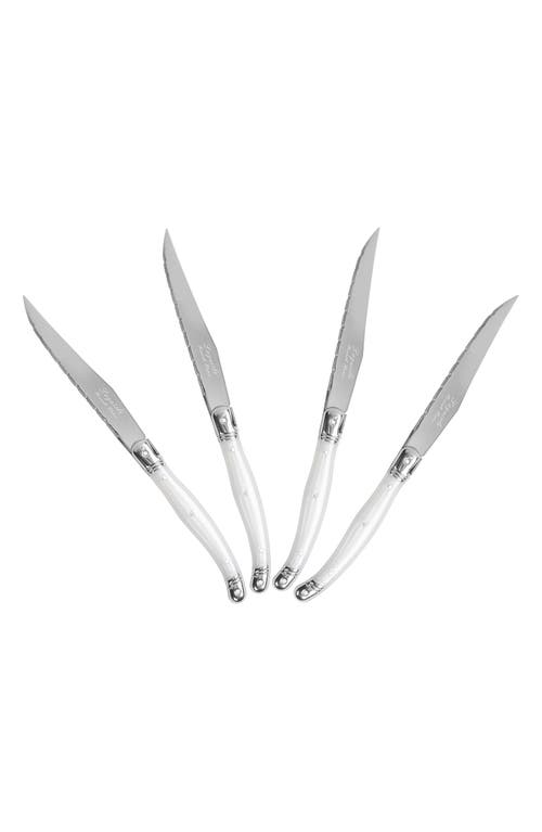 French Home Set Of 4 Steak Knives In Pearlized White