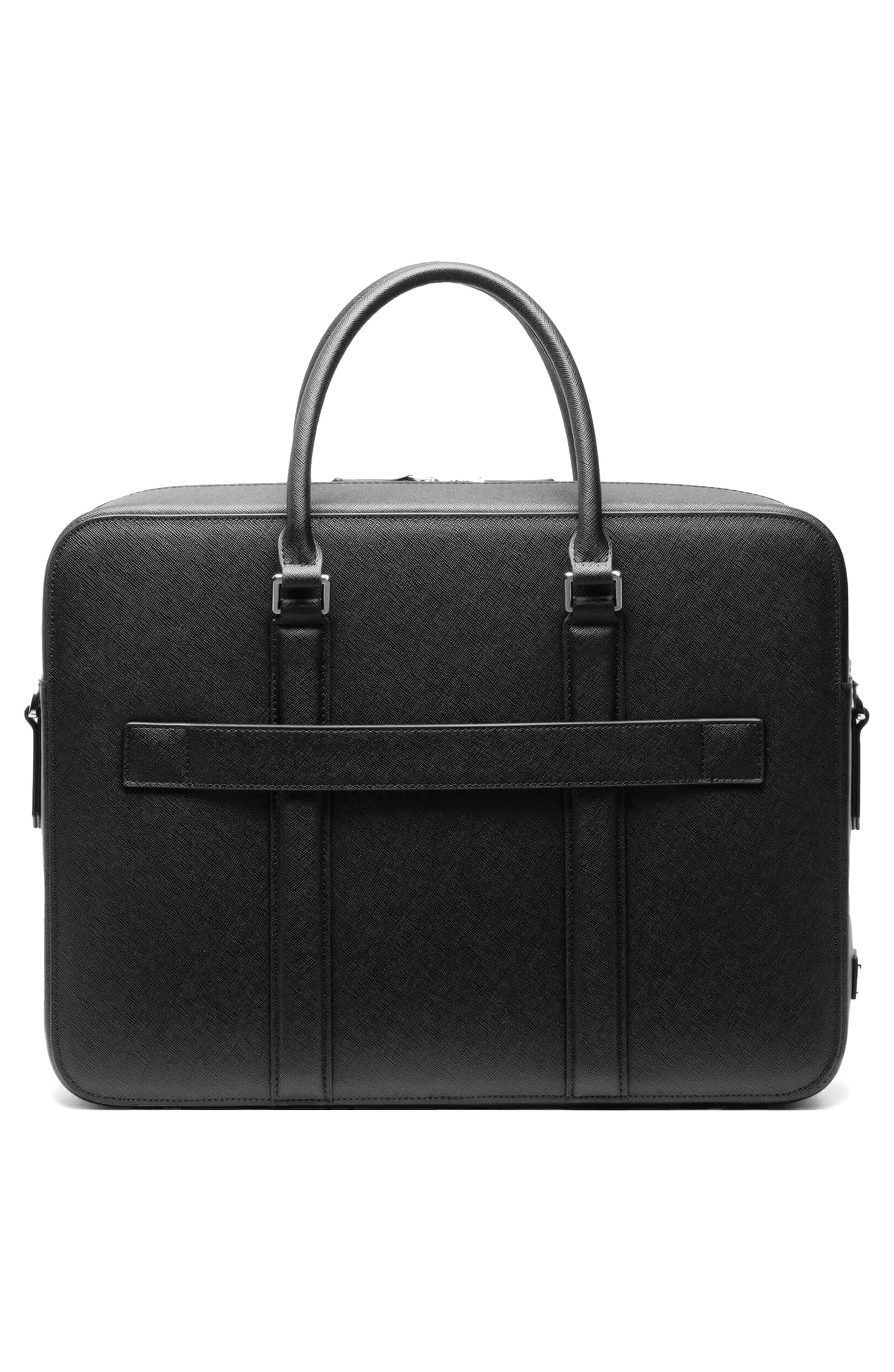 Maverick & Co. Manhattan Double Zip Leather Briefcase, Alternate, color, Black