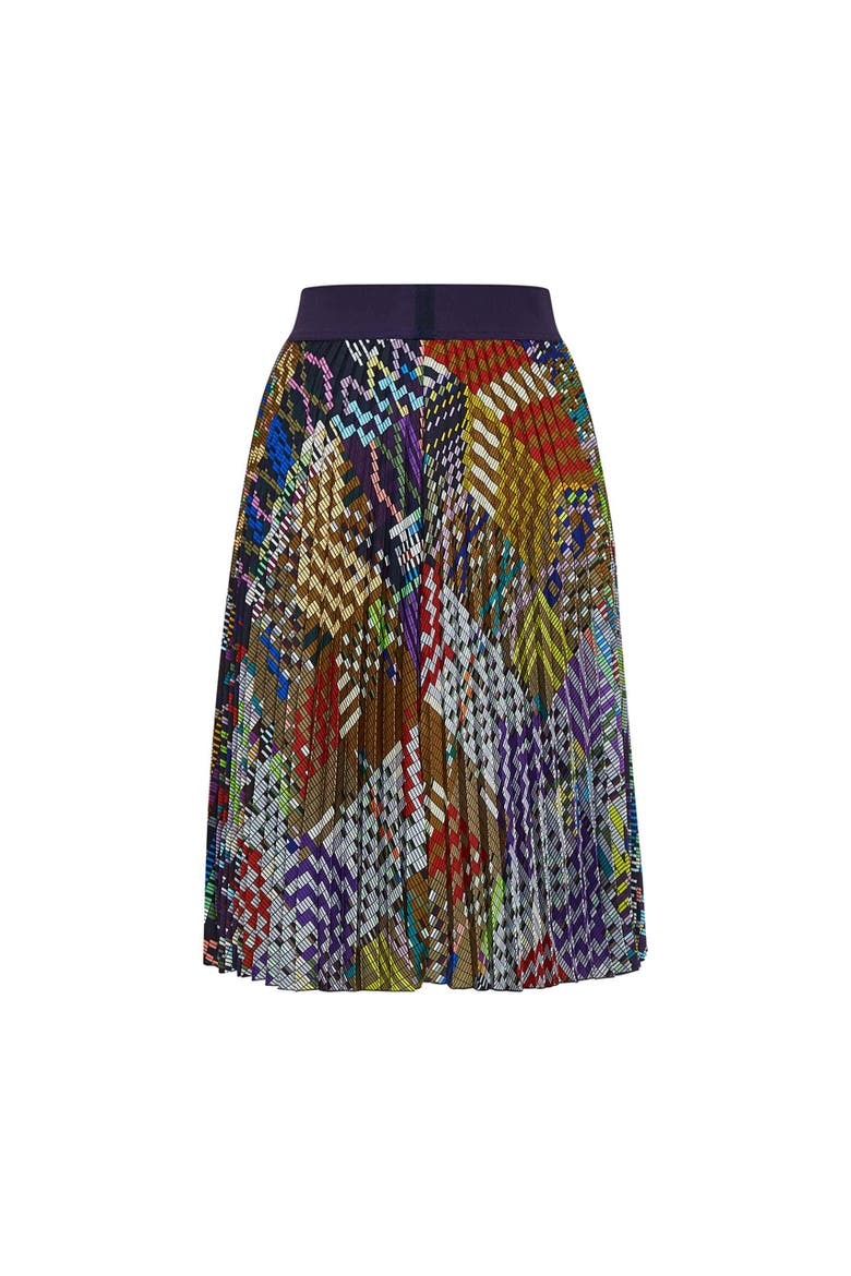 Plissee Skirt With Geometrical Pattern, Alternate, color, Blue Multicolor