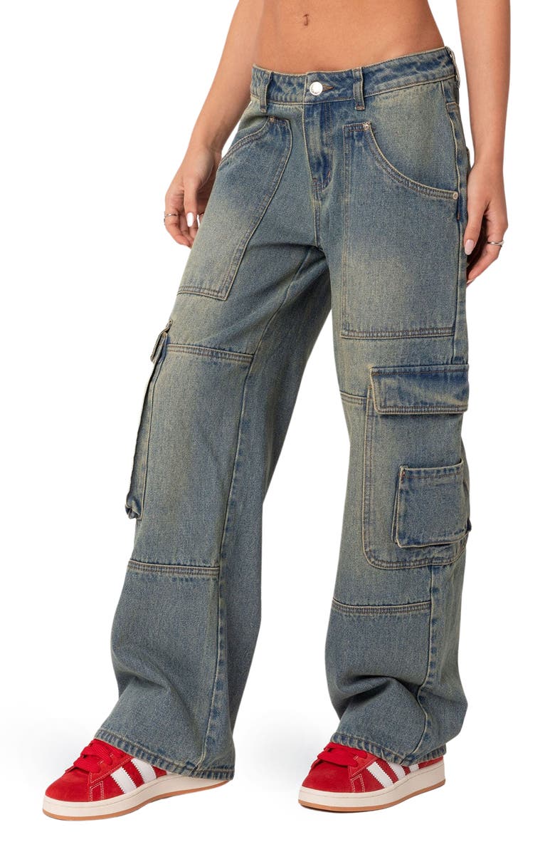 EDIKTED Westie Low Rise Cargo Jeans, Alternate, color,