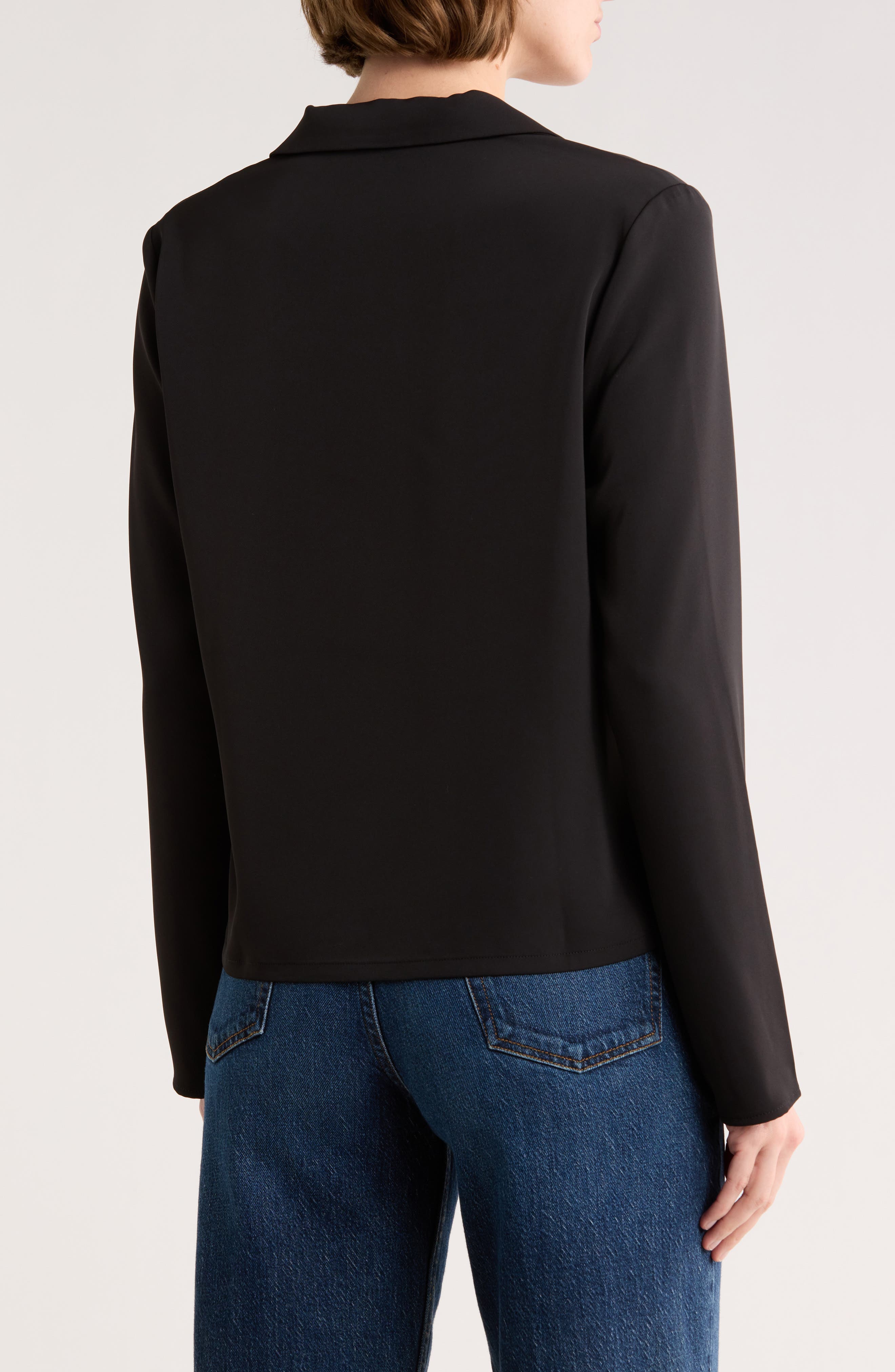Long Sleeve Drawstring Hem Button-Up Shirt - image 2