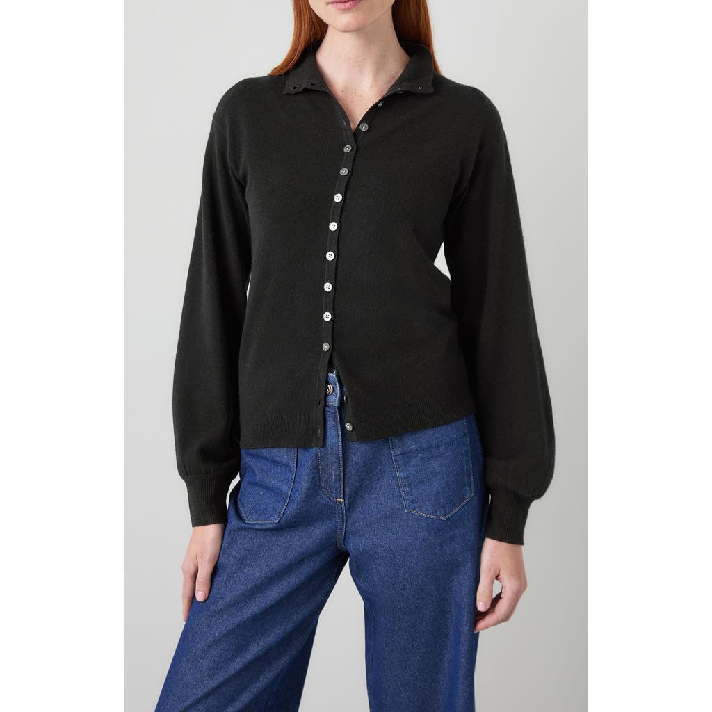 Lk Bennett Alice Merino Wool Blend Cardigan In Black