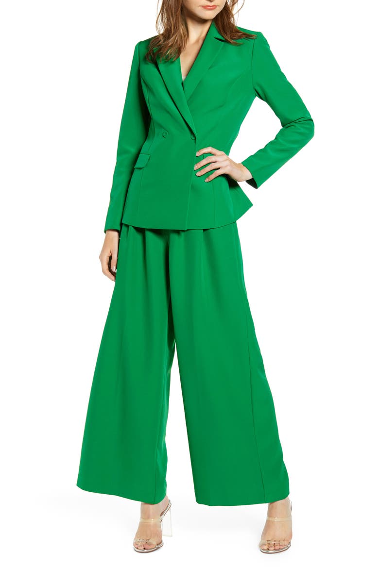Tailored Double Breasted Blazer, Alternate, color, GREEN