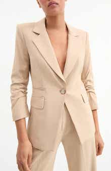 Veronica Beard Battista Ruched Sleeve Dickey Blazer