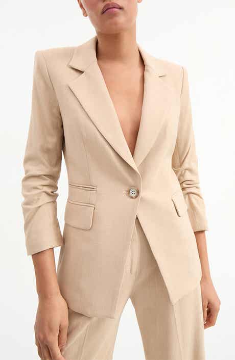 Veronica Beard Battista Ruched Sleeve Dickey Blazer