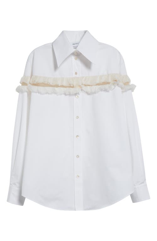 Alexander Mcqueen Slashed Creponne Detail Oversized Shirt In Optical White