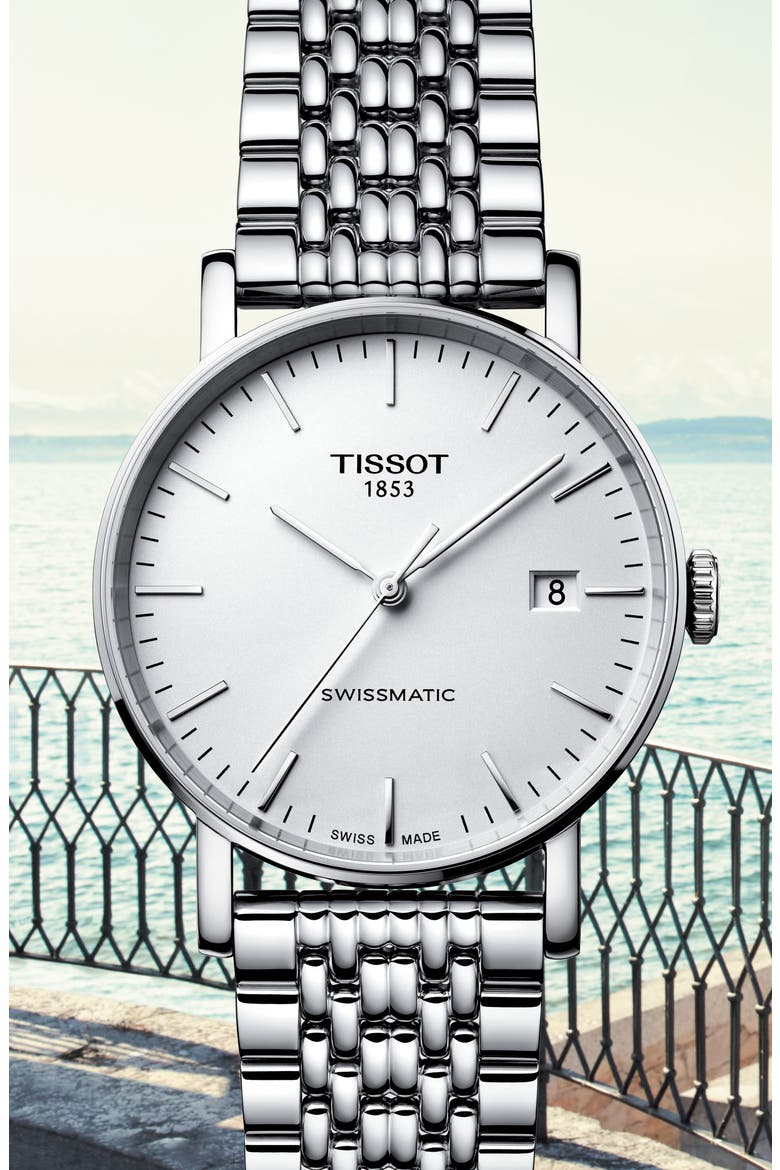 Everytime Swissmatic Automatic Bracelet Watch, 40mm, Alternate, color, SILVER/ WHITE/ SILVER