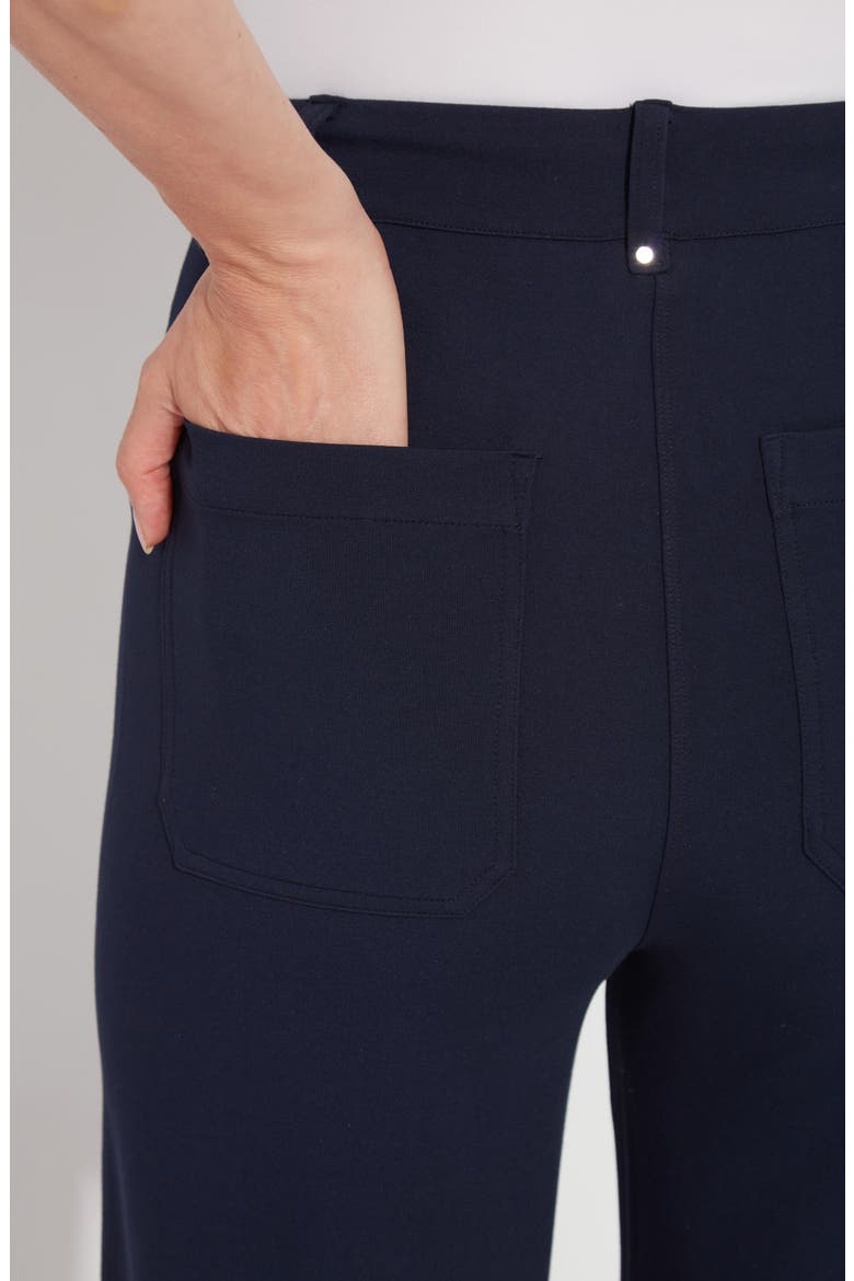 'Lyssentials Erin High Waist Ankle Wide Leg Ponte Pants, Alternate, color, TRUE NAVY