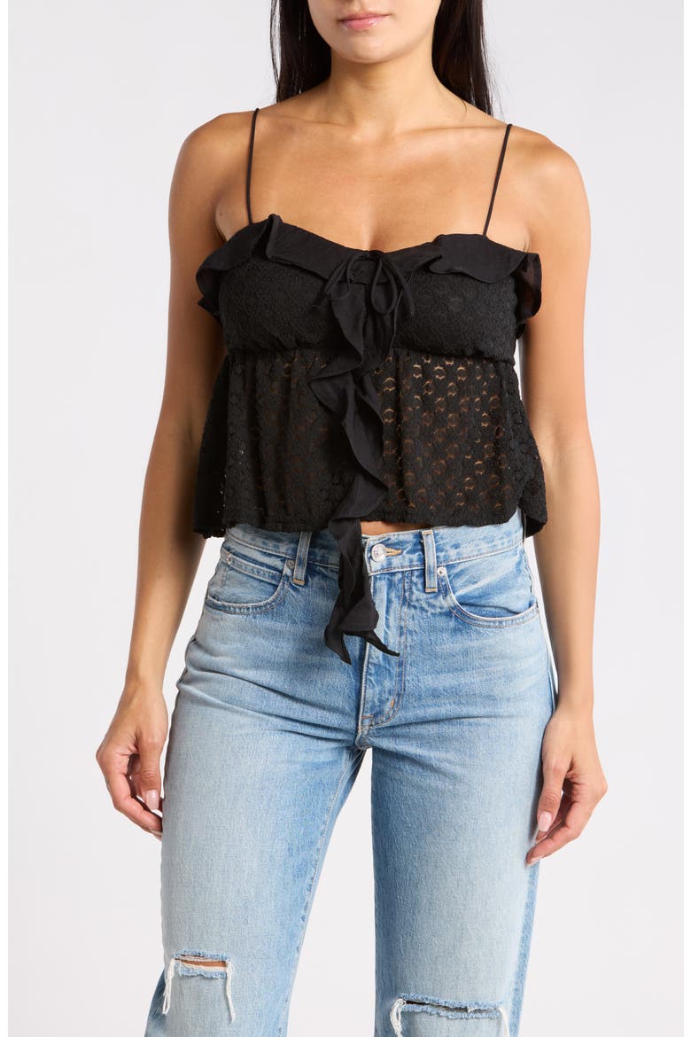 Mixed Media Babydoll Top, Main, color, BLACK