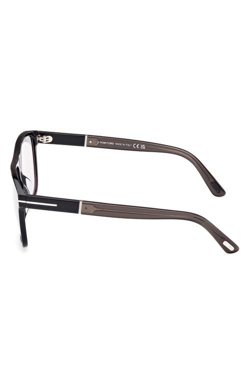 Tom Ford Frances 58mm Square Optical Glasses In Black Eco Grey/t Logo