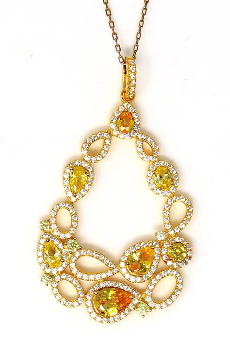 Cubic Zirconia Pendant Necklace, Main, color, YELLOW
