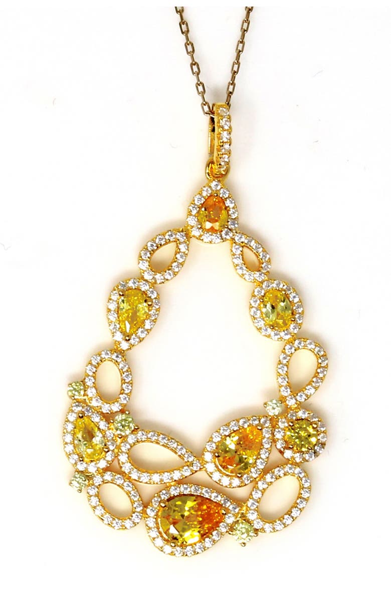 SUZY LEVIAN Cubic Zirconia Pendant Necklace, Main, color, Yellow