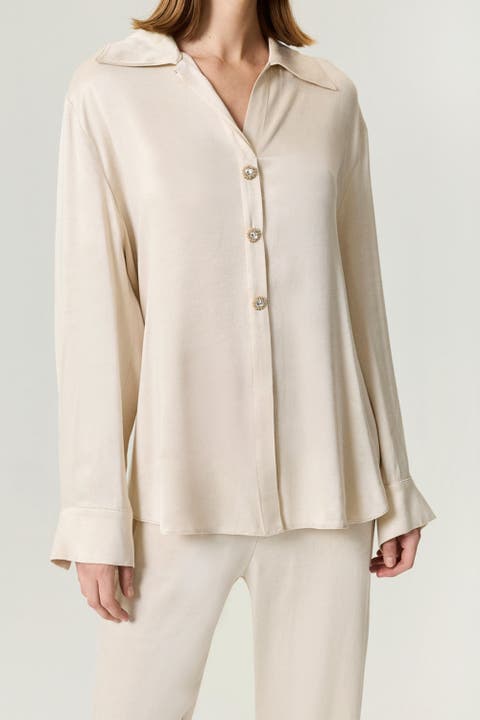Belted Shirt with Statement Buttons