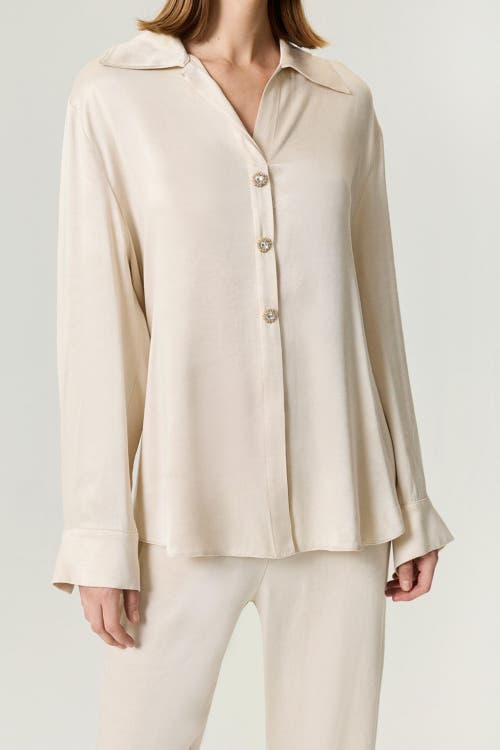 Nocturne Belted Shirt With Statement Buttons In Neutral