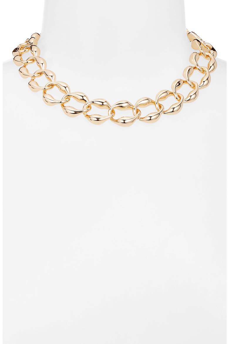 Puffy Curb Chain Necklace, Alternate, color, GOLD