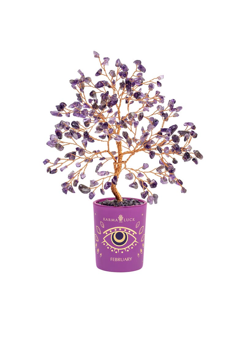 Amethyst Feng Shui Crystal Tree February Birthstone Compassionate Vibration, Main, color, Purple