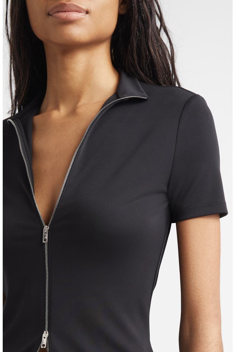 Short Sleeve Zip Rashguard Top, Alternate, color, BLACK