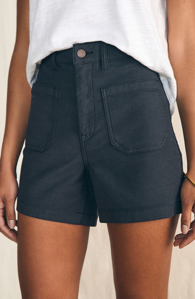 Faherty High Waist Patch Pocket Stretch Terry Shorts, Alternate, color,