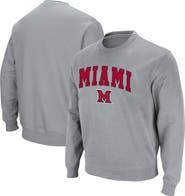 COLOSSEUM Men's Colosseum Heathered Gray Miami University RedHawks Arch & Logo Tackle Twill Pullover Sweatshirt