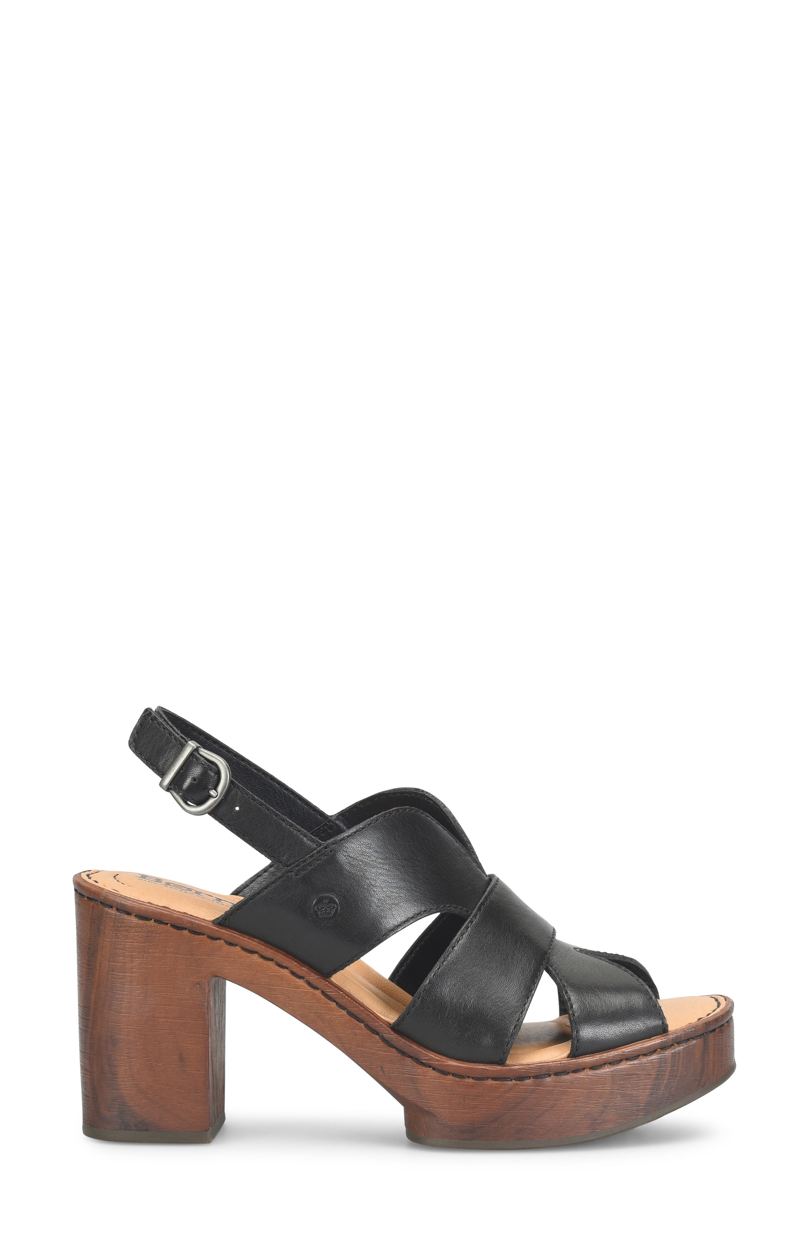 Børn Nassau Slingback Platform Sandal, Alternate, color, Black Leather