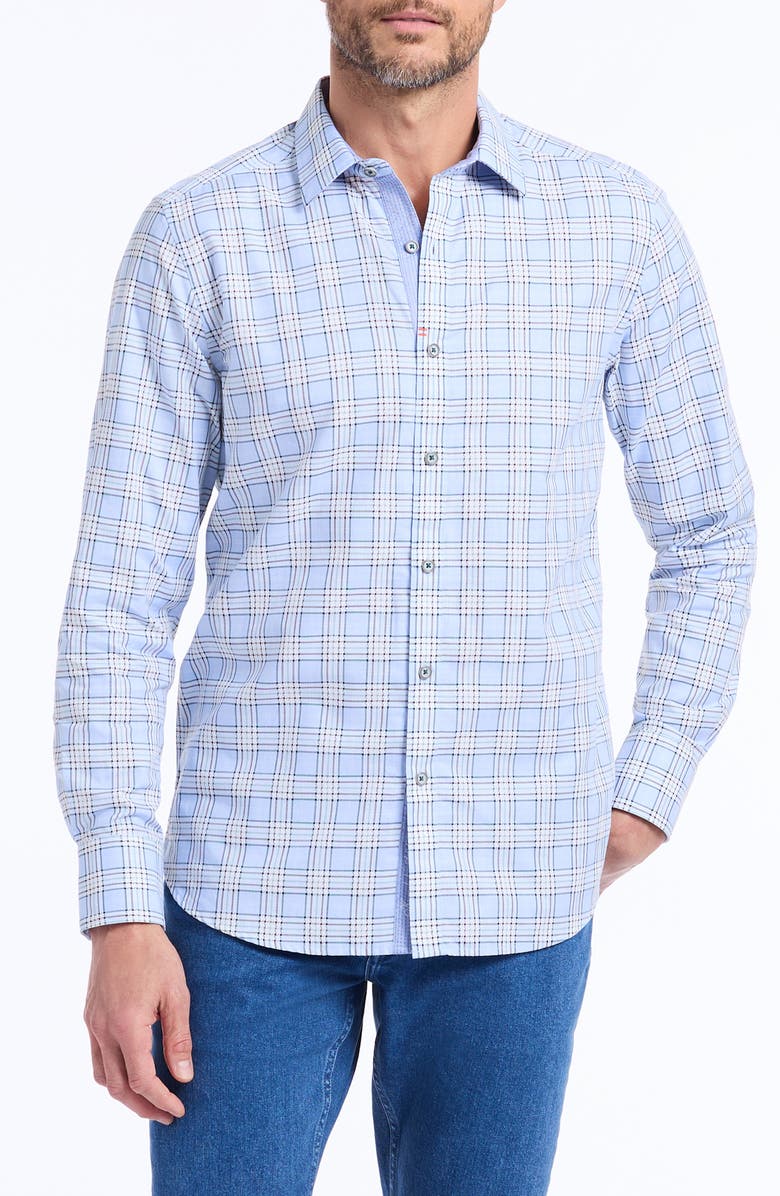 Robert Graham Portsoken Cotton Button-Up Shirt, Main, color, Light Blue