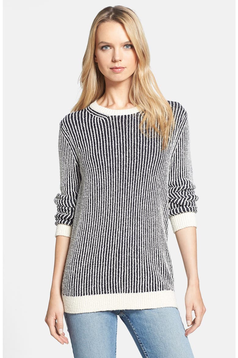 'Jaidyn SN' Textured Stripe Sweater, Main, color, ARMADA/ IVORY