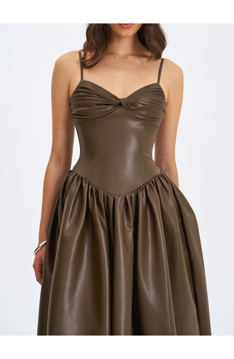 Miss Circle Parisia Vegan Leather Drop Waist Maxi Dress, Alternate, color, Brown