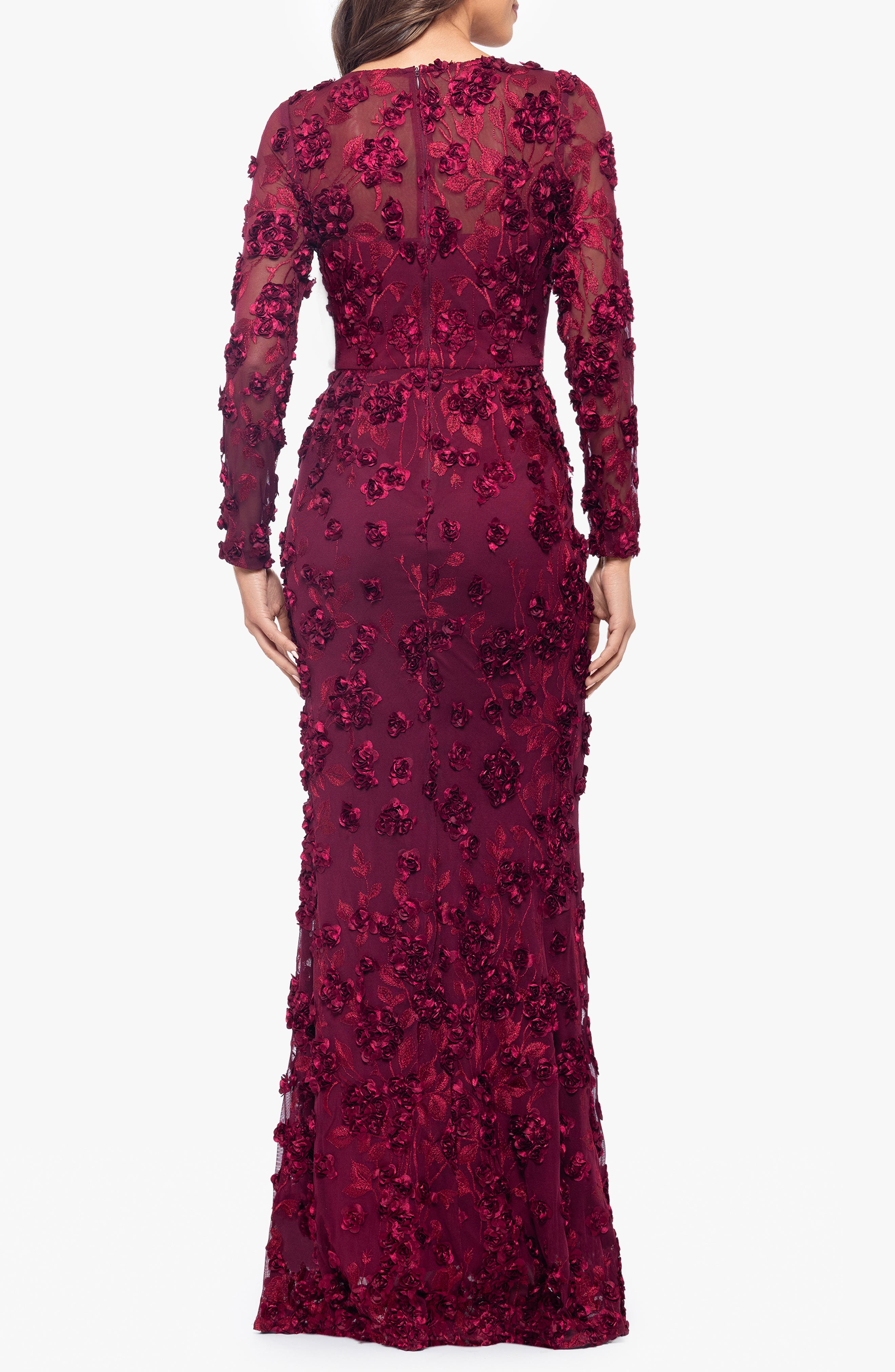 Embroidered Floral Long Sleeve Gown - image 2