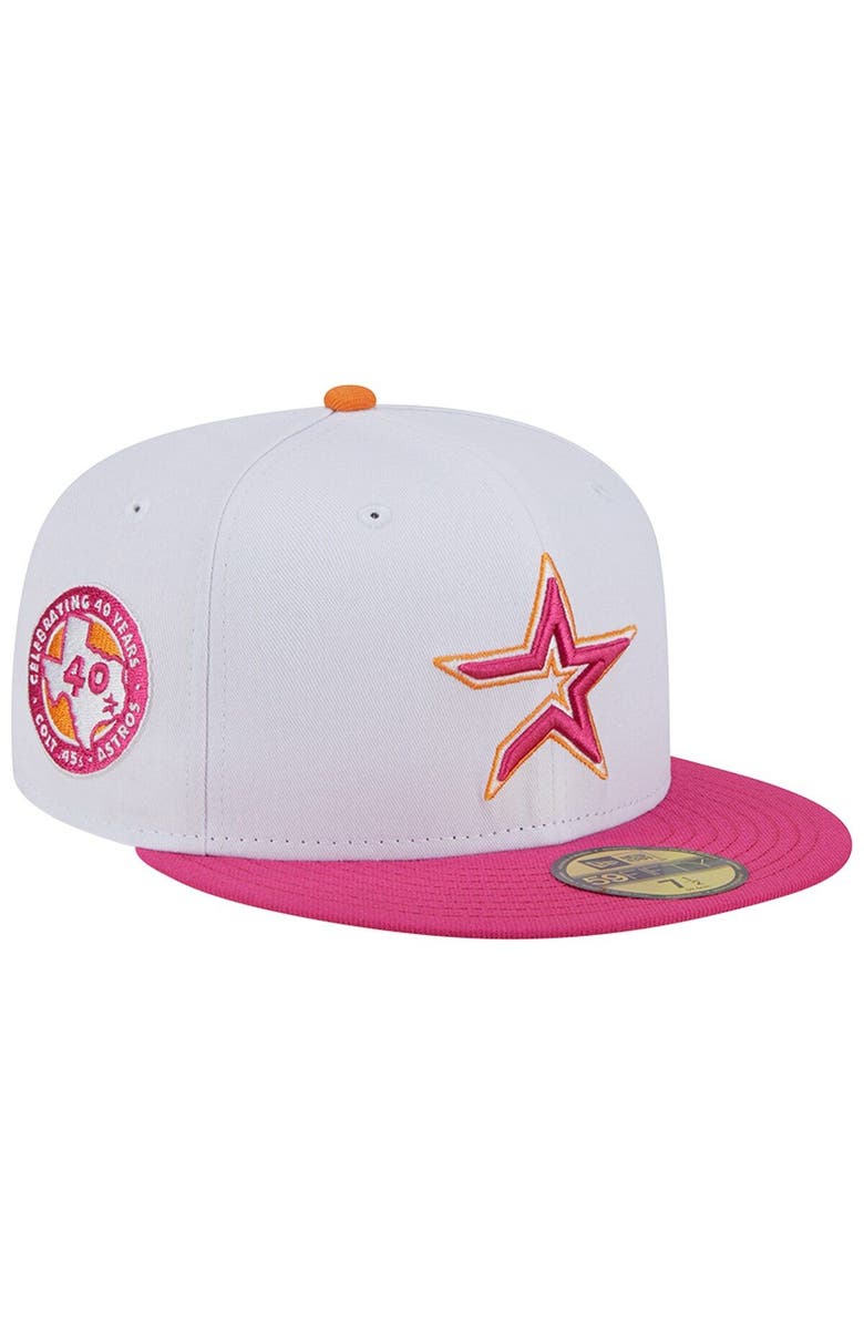 New Era Men's New Era White/Pink Houston Astros 40th Team Anniversary 59FIFTY Fitted Hat, Alternate, color,