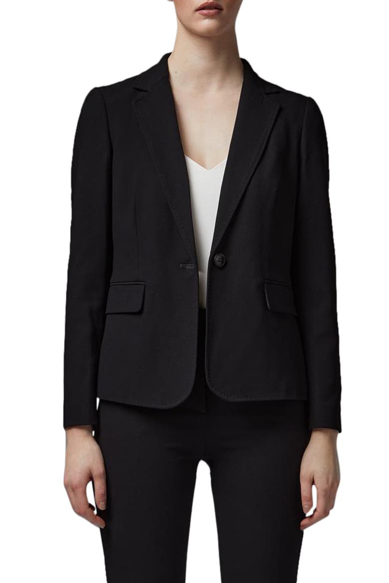 Wiley One-Button Crepe Blazer, Main, color, BLACK