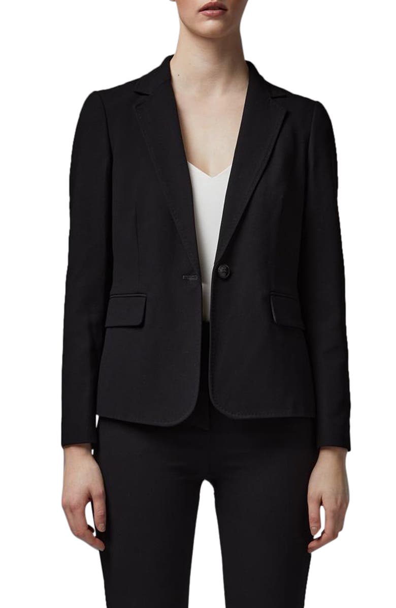 LK Bennett Wiley One-Button Crepe Blazer, Main, color, 