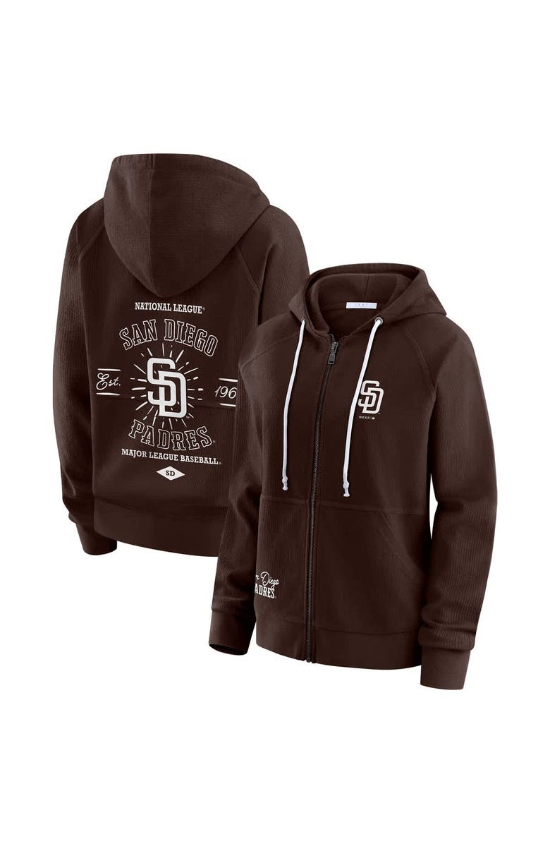 WEAR by Erin Andrews Women's WEAR by Erin Andrews Brown San Diego Padres Vintage Full-Zip Raglan Hoodie, Main, color,