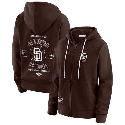 Women's WEAR by Erin Andrews Brown San Diego Padres Vintage Full-Zip Raglan Hoodie