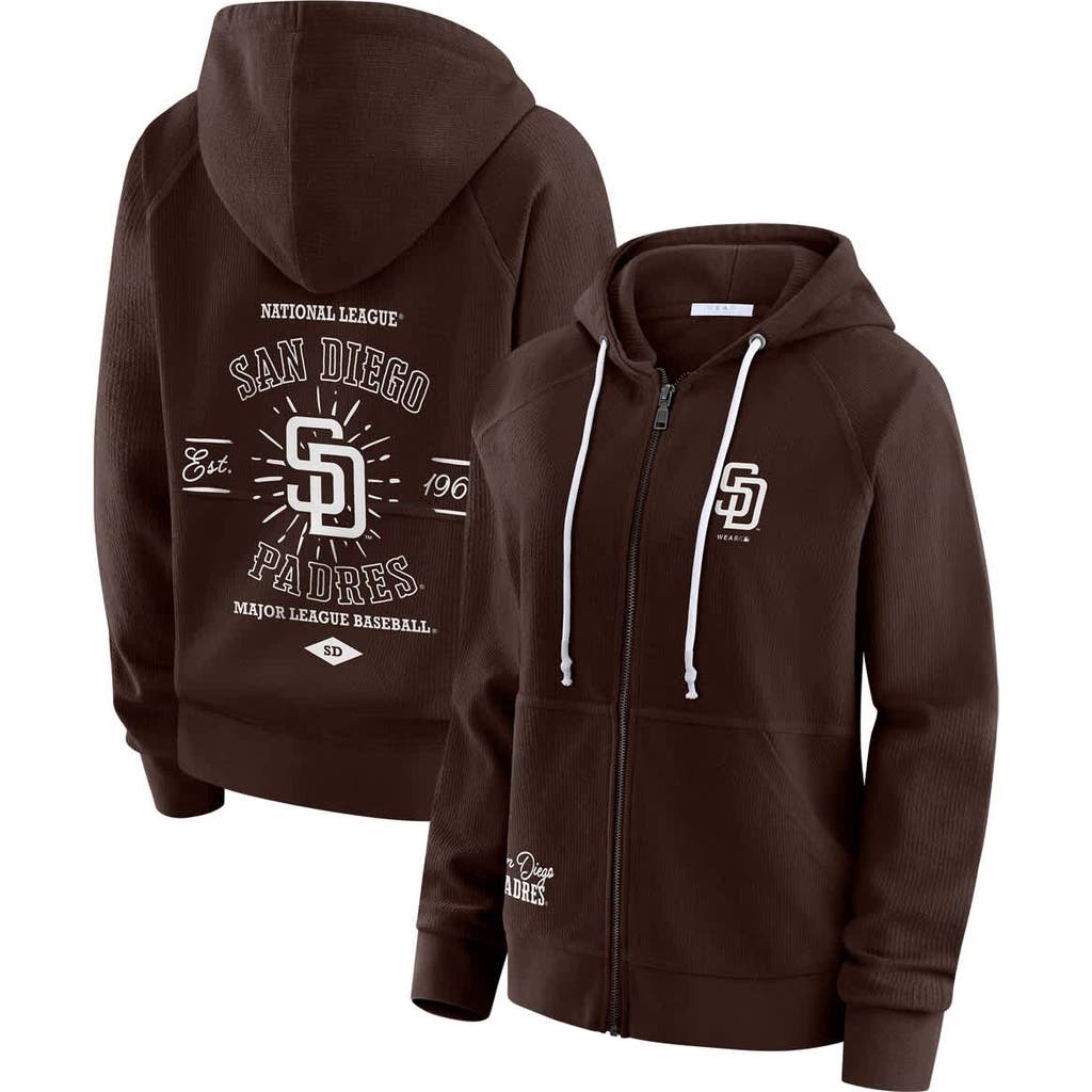 Wear By Erin Andrews Brown San Diego Padres Vintage Full-zip Raglan Hoodie In Brown